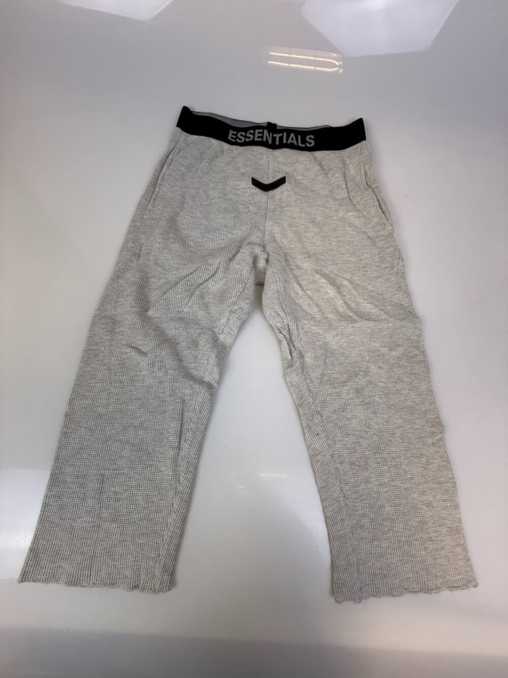 Fear of God ESSENTIALS Light Grey Thermal Waffle Logo Lounge Pants J1-11